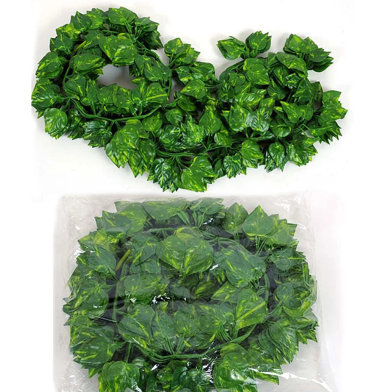 1Pc 2.1 M Artificial Plant Green Ivy Leaf Garland Silk Wall Hanging Vine Home Garden Decoration Wedding Party Fake Wreath Leaves