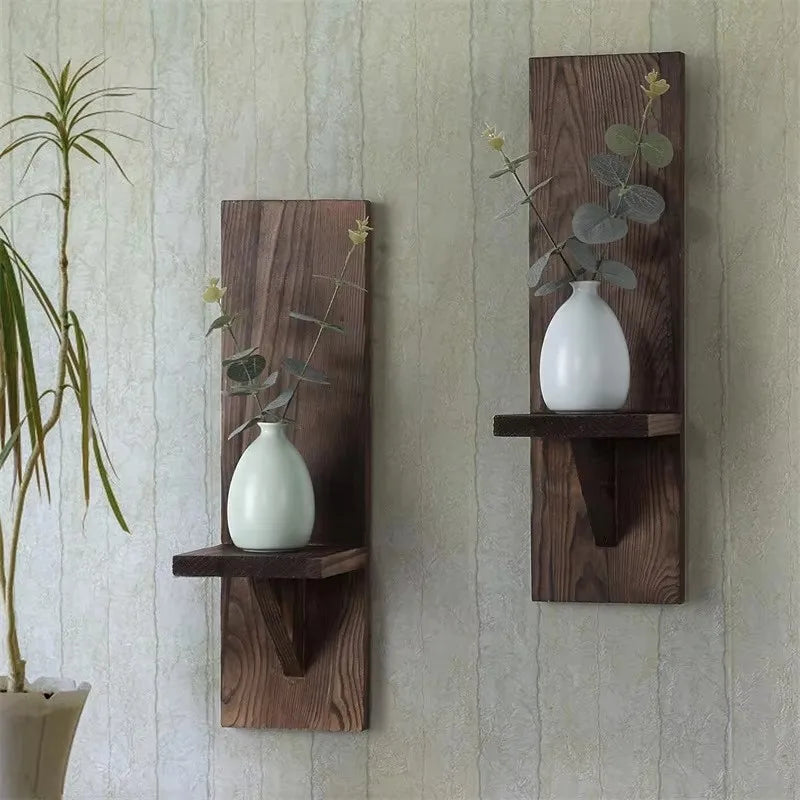 Art Deco Wooden Wall Mounted Vase Display Stand Wedding Corridor Candle Holder Home Wall Decor Rack