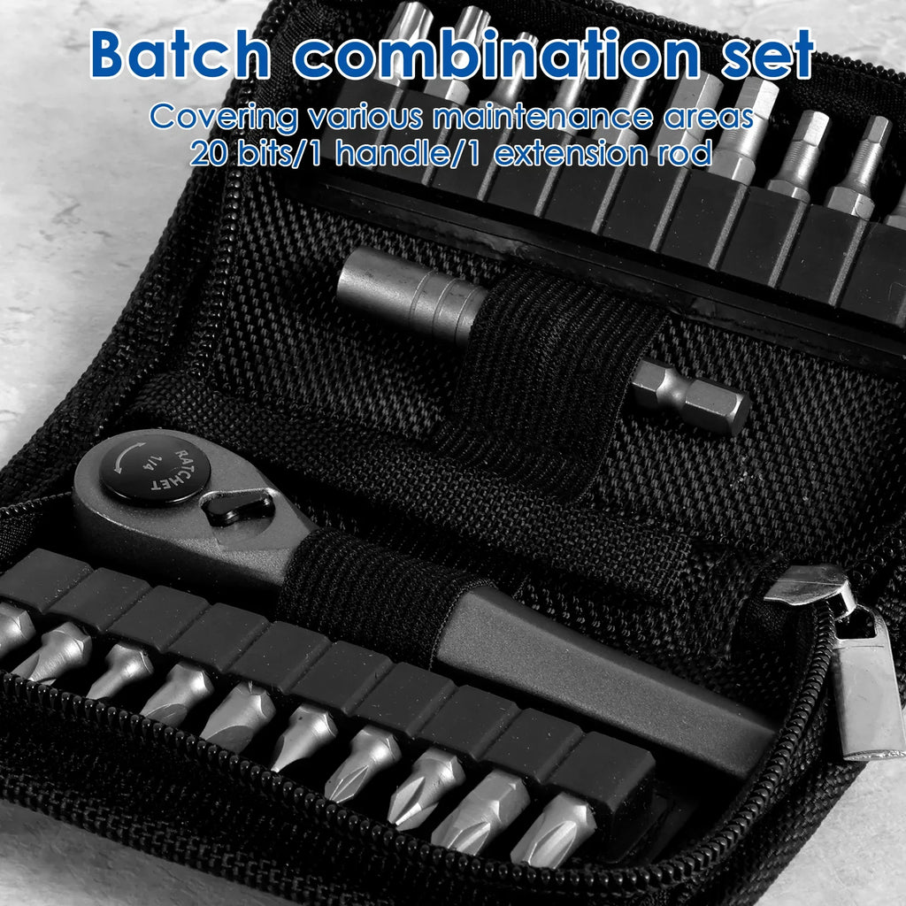 Mini Ratchet Wrench Set Multifunctional Right Angle Screwdriver Kit with 20 Bits Small Ratcheting Screwdriver Combination Set