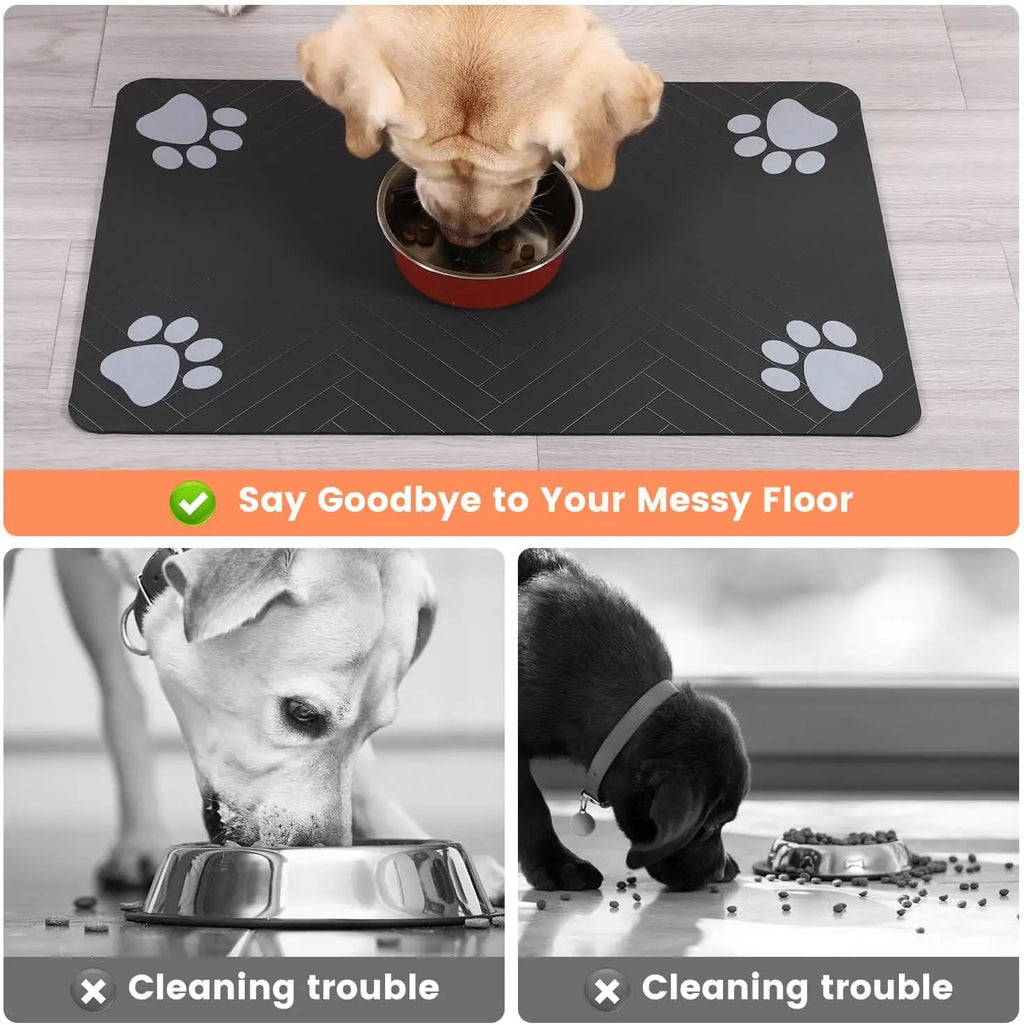 Pet Feeding Mat Absorbent Dog Cat Mat for Food and Water Easy to Clean Pet Placemats Quick Dry Dog Mat for Messy Drinkers