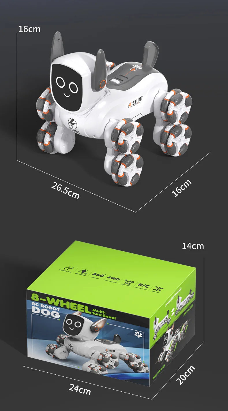Jjrc Q193 Rc Stunt Car 8-Wheel Mechanical Robot Dog Lights for Kids Remote Gesture Sensing Dual Control Electronic Pet Toy Car