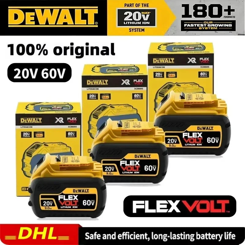 🦞DeWALT 100% Original Battery 20V/60V9Ah MAX FlexVolt for DCB205 DCB206 DCB209 DCB182 Power Tool with Charger🚀