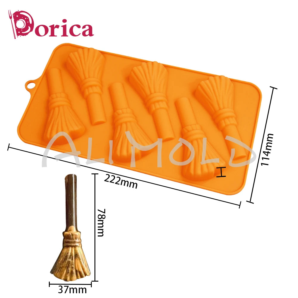 3D Broom Design Chocolate Mold DIY Halloween Fondant Candy Silicone Mold Resin Clay Model Cake Decorating Tools Kitchen Bakeware