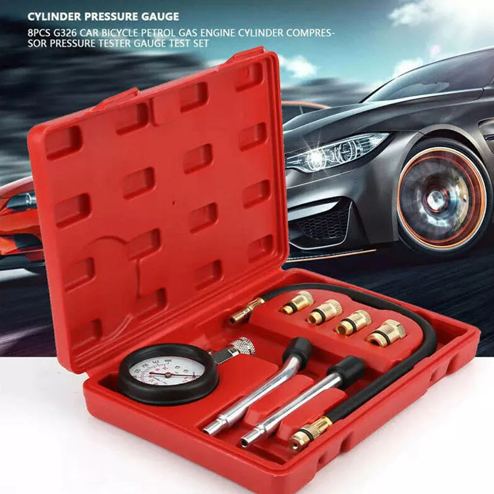 Petrol Engine Cylinder Compression Tester Kit Automotive and Motorcycles Tool 0-300PSI Engine Cylinder Pressure 0-21 Bar Gauge