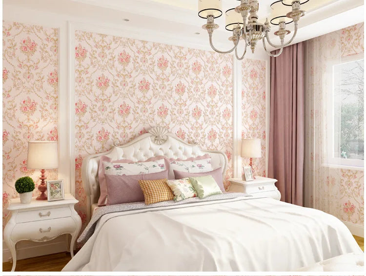 European wallpaper self-adhesive pastoral flower luxury wall stickers self-adhesive bedroom living room home background wall wal