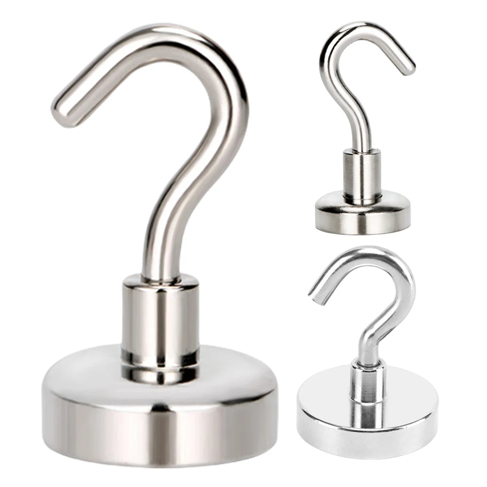 10Pcs Strong Magnetic Hooks Punch free Practical Load Bearing Hook Thick Wall Storage For Indoor Outdoor Home Kitchen 2/12/34kg