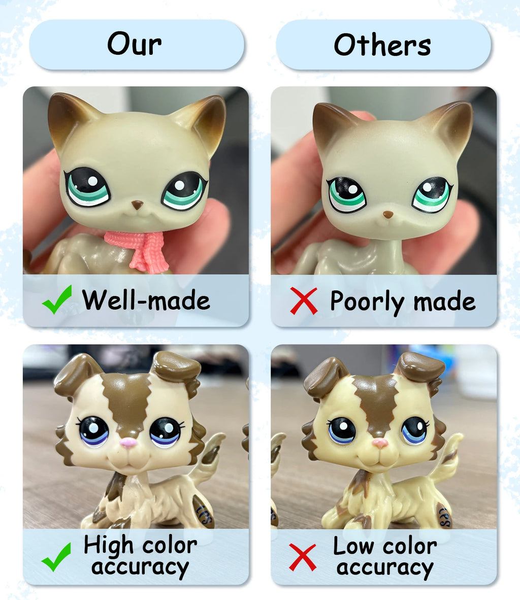 More Toys Lovely Pet Shop Shorthair Cat Dachshund Collie Deer Husky Wolf with Accessories Set