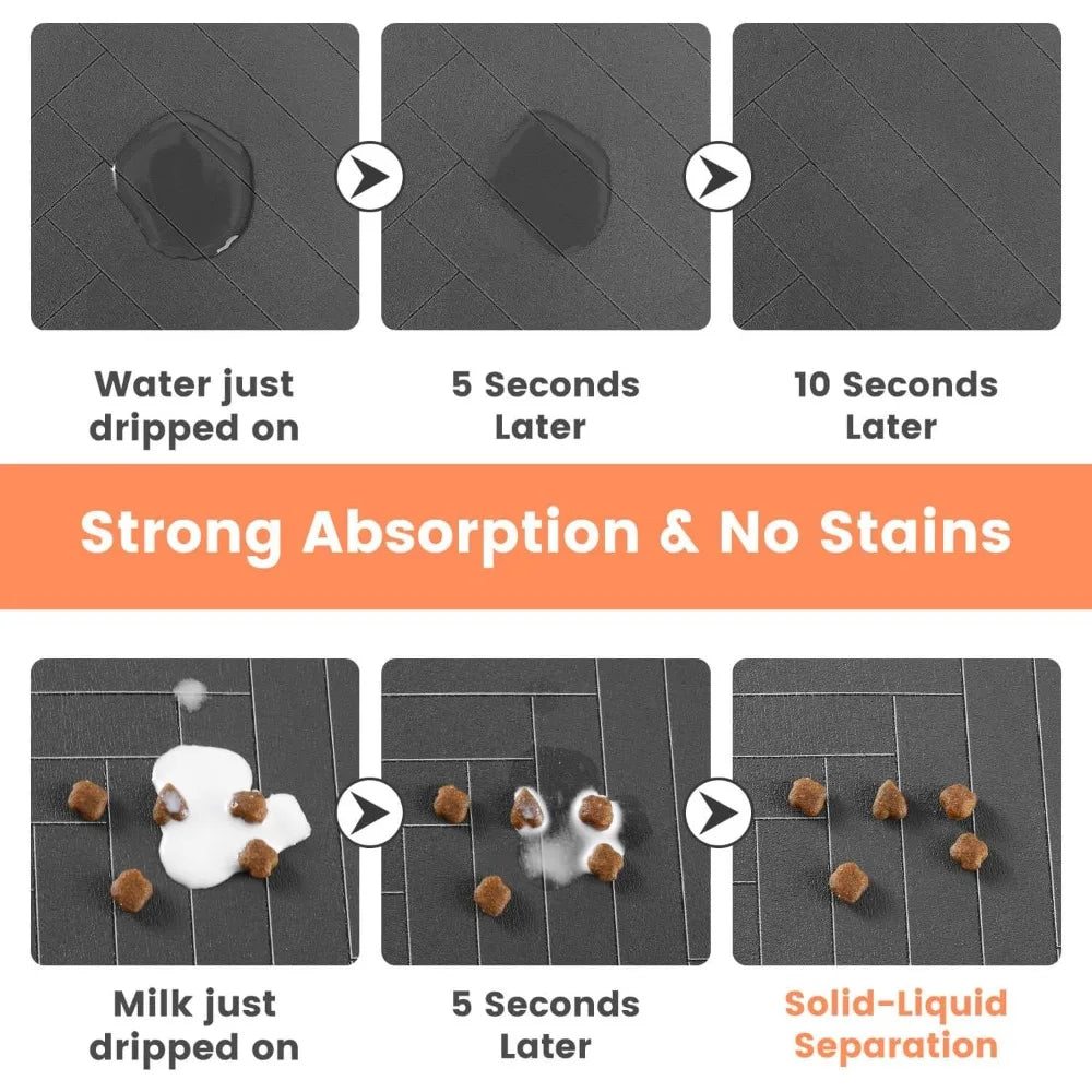 Pet Feeding Mat Absorbent Dog Cat Mat for Food and Water Easy to Clean Pet Placemats Quick Dry Dog Mat for Messy Drinkers