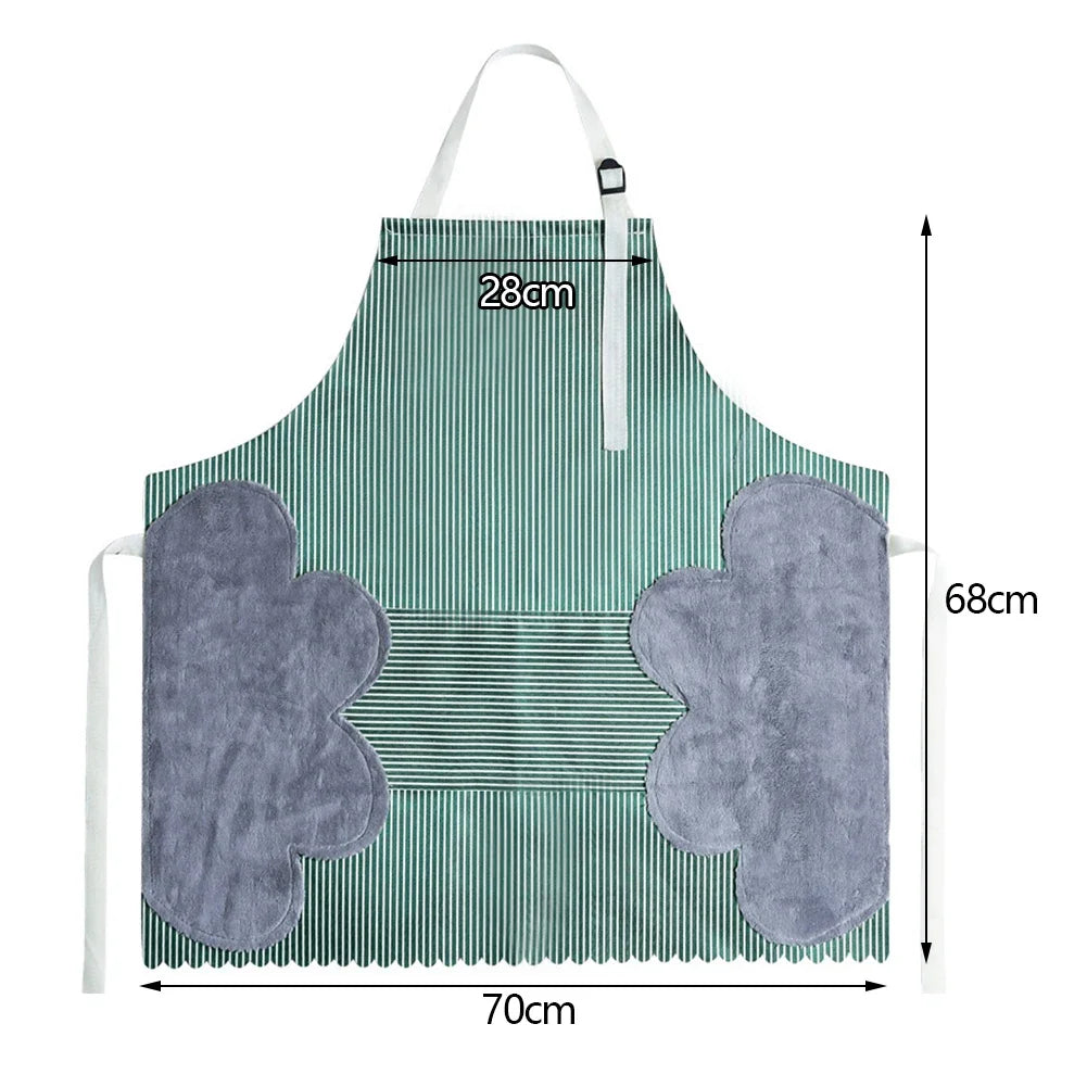 Kitchen Apron Unisex Cotton Hand Wipe Men's Household Kitchen Apron Large Pocket Waterproof and Oil-proof Female Baking Clothing