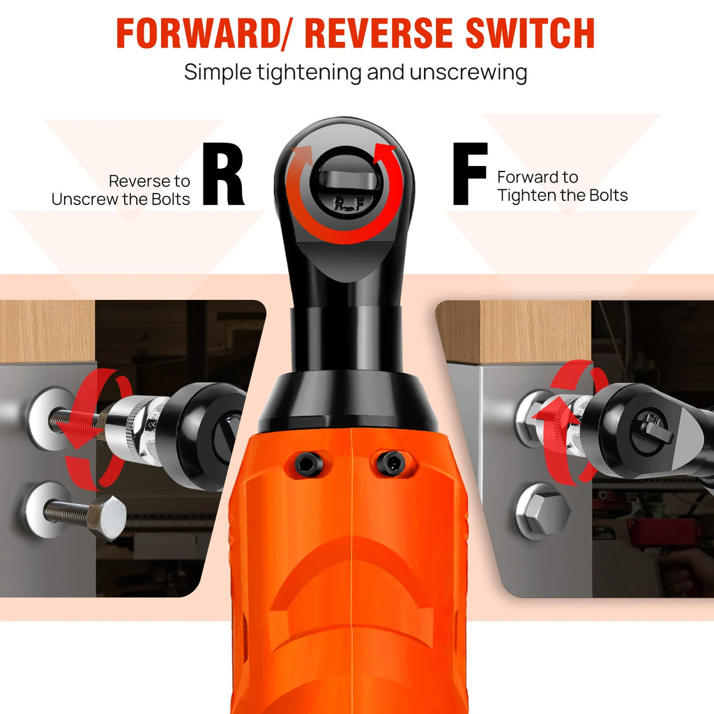 Cordless Ratchet Wrench, 2 x 12V 1.5Ah Batteries, Charger, Power Tool Wrench 3/8" Sq Drive,Cordless Ratchet with 7 Sockets