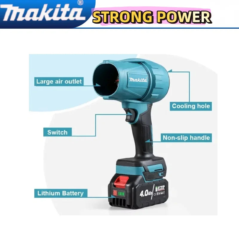 Makita Violent Blower Turbo Jet Fan 30000RPM  Electric Air Duster Wind Speed Turbo Rechargeable with Light Car Cleanin Tool