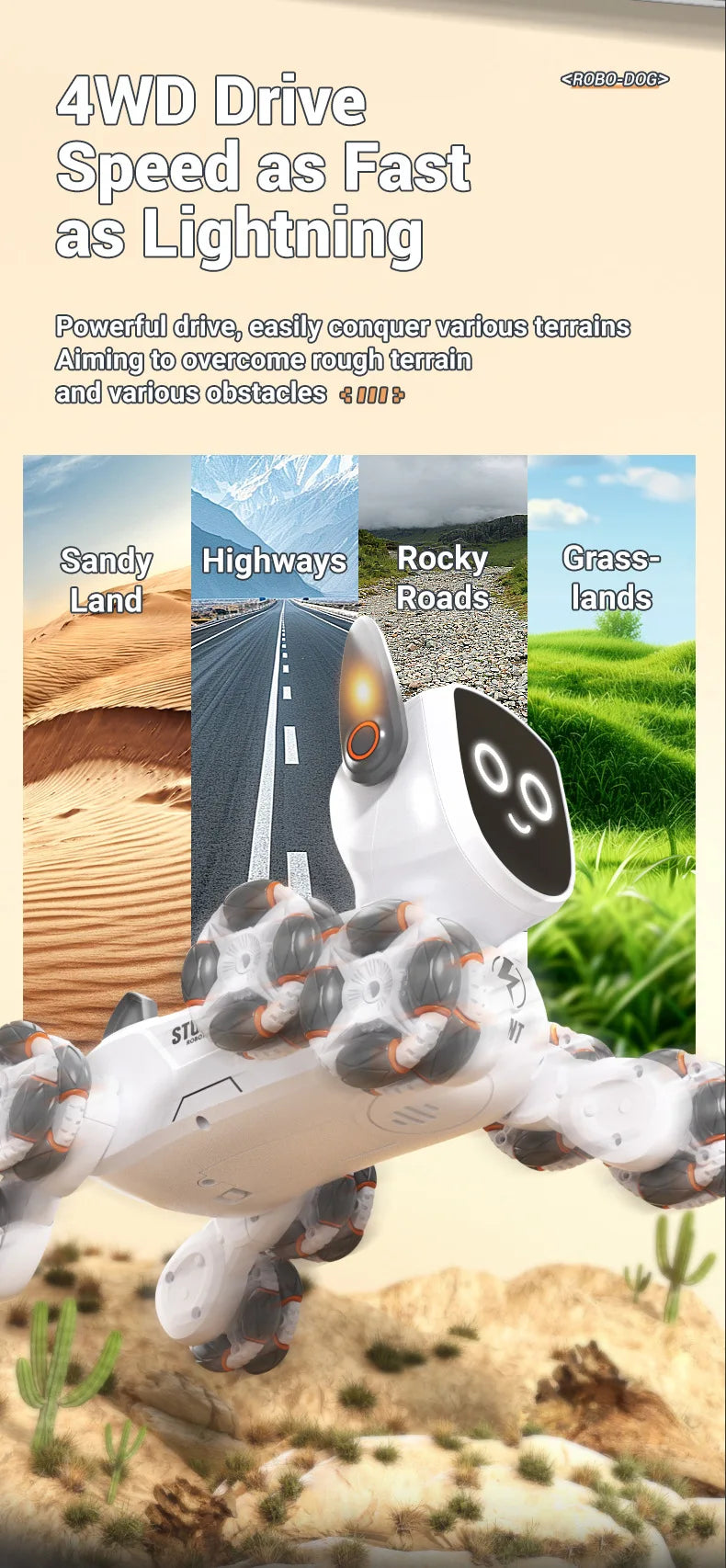 Jjrc Q193 Rc Stunt Car 8-Wheel Mechanical Robot Dog Lights for Kids Remote Gesture Sensing Dual Control Electronic Pet Toy Car