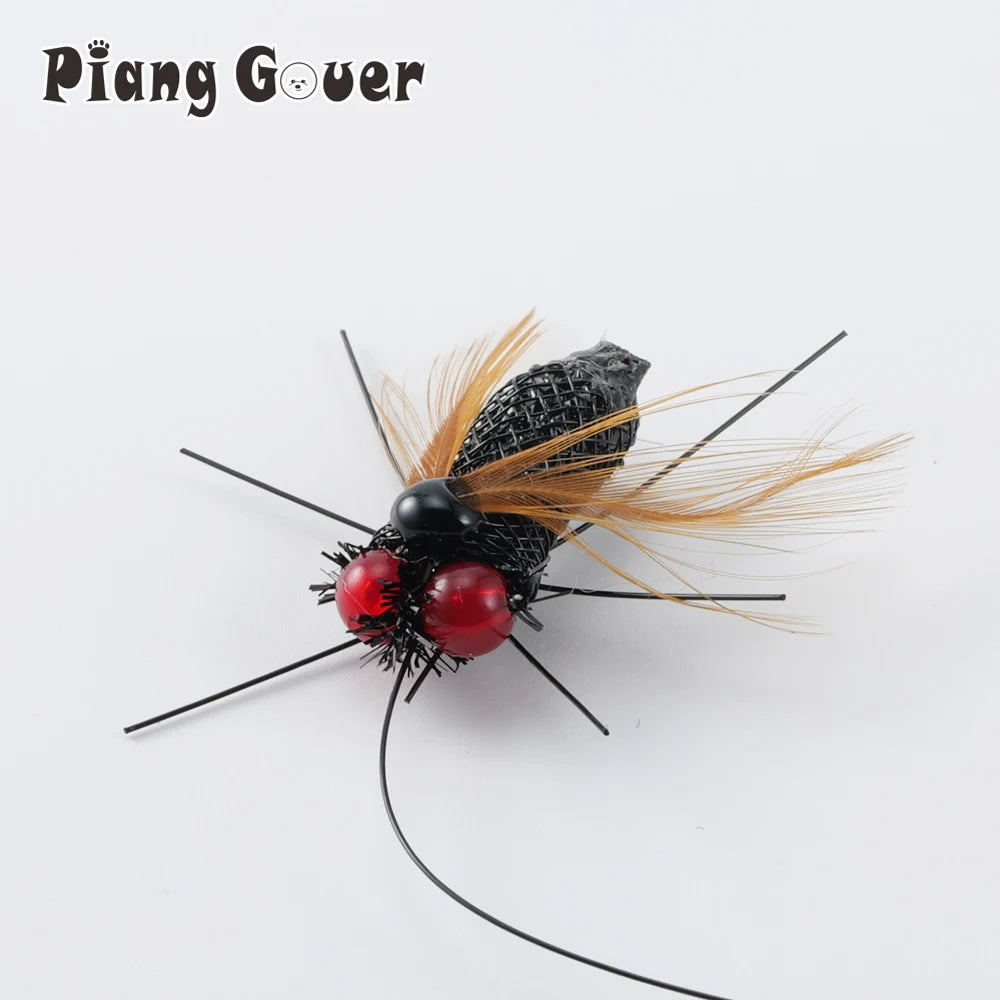 Simulated Fly Cat Toy Replaces Head Cat Teasing Stick Teasing Interactive Wand Little Bug Pet Toy