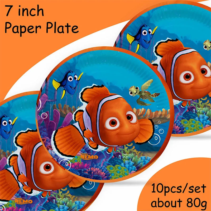 Finding Nemo Birthday Decoration Angle Disposable Tableware Cup Plate Tablecloth Baby Shower Kids GirlsBoy Party Supplies