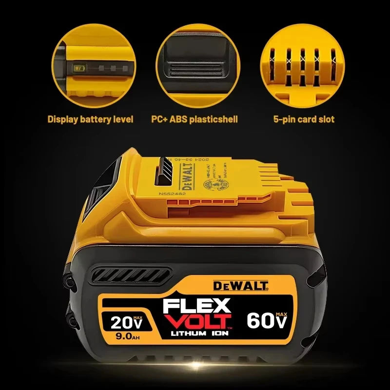 🦞DeWALT 100% Original Battery 20V/60V9Ah MAX FlexVolt for DCB205 DCB206 DCB209 DCB182 Power Tool with Charger🚀