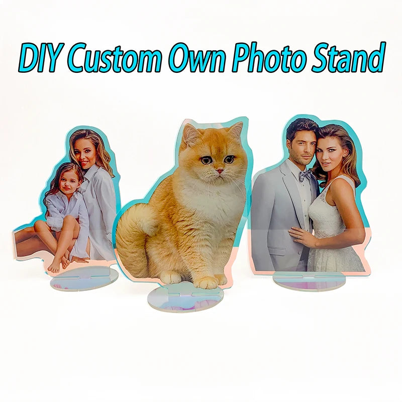 Personalized Custom Acrylic Stand Transparent Charm Print Holographic Personal Photo Plaque Birthday Gift Pet Cat Dog Keychian