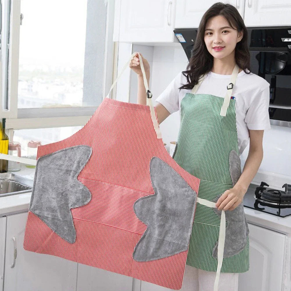 Kitchen Apron Unisex Cotton Hand Wipe Men's Household Kitchen Apron Large Pocket Waterproof and Oil-proof Female Baking Clothing