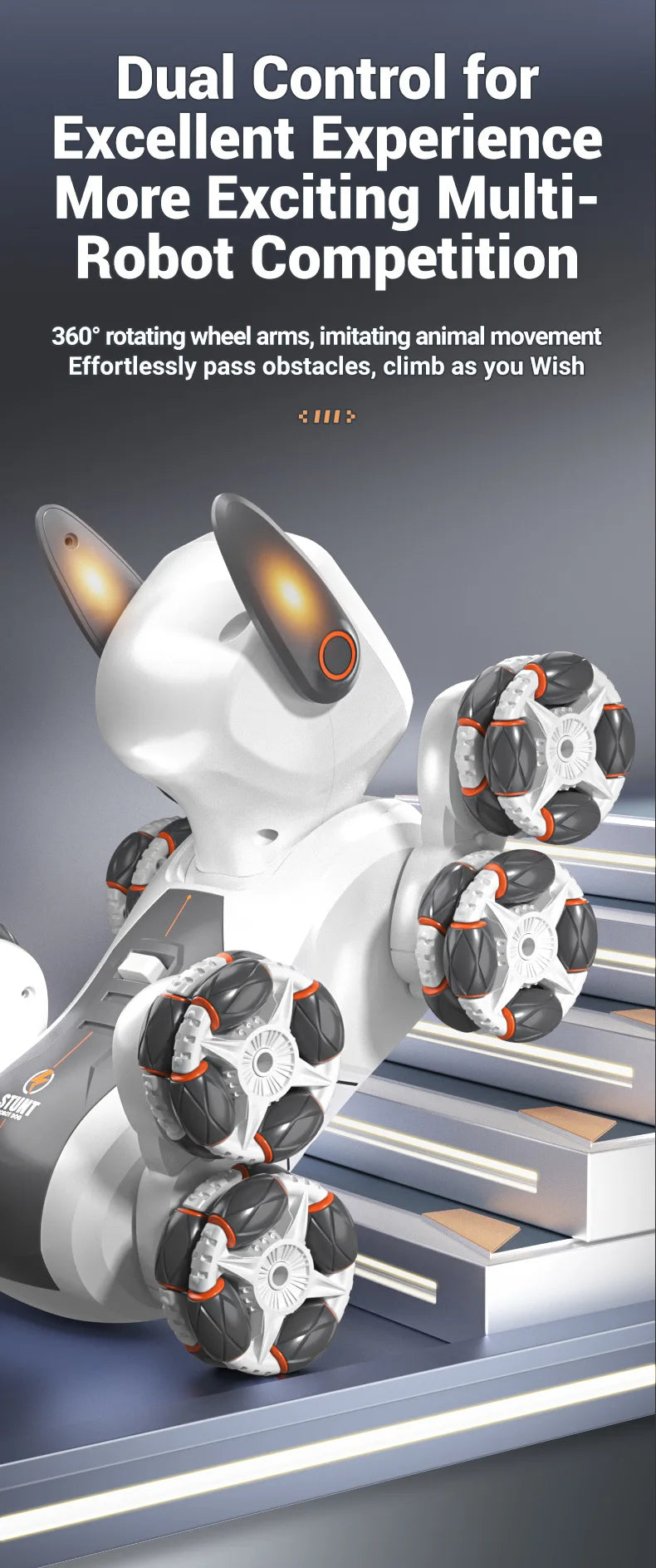 Jjrc Q193 Rc Stunt Car 8-Wheel Mechanical Robot Dog Lights for Kids Remote Gesture Sensing Dual Control Electronic Pet Toy Car