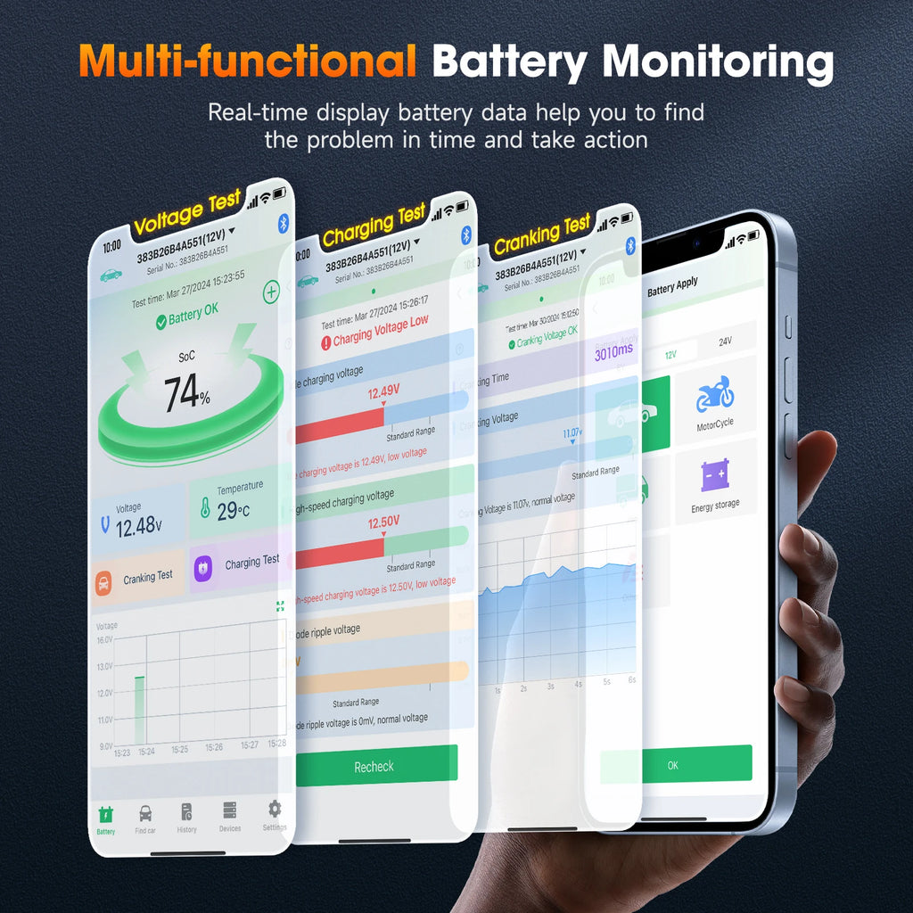 2025 ANCEL BM300 Pro Battery Monitor 24V Battery Tester 12V SOC Battery Health Analyzer Battery Tools