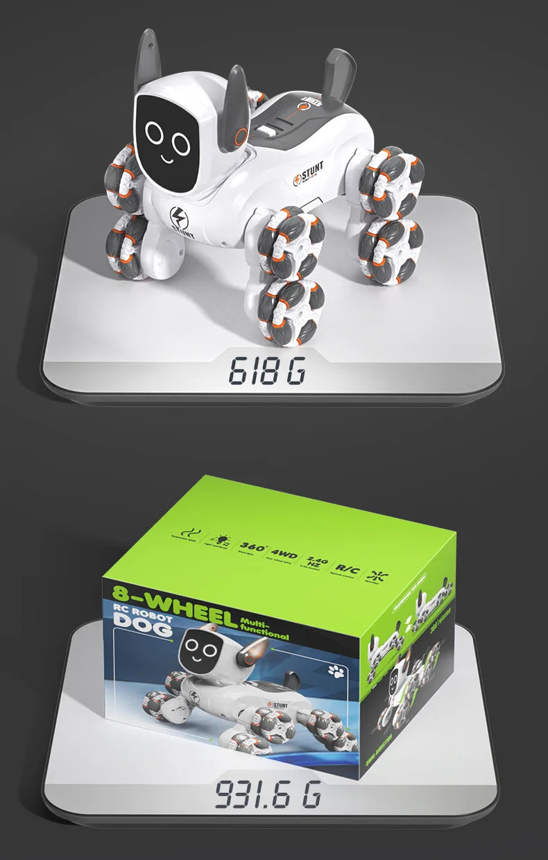 Jjrc Q193 Rc Stunt Car 8-Wheel Mechanical Robot Dog Lights for Kids Remote Gesture Sensing Dual Control Electronic Pet Toy Car