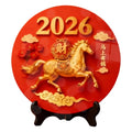 Horse Year Decorative Paintings Ornament Wooden Good Luck Photo Frame Decorations Funny Round Home Decor Ornament Bedroom