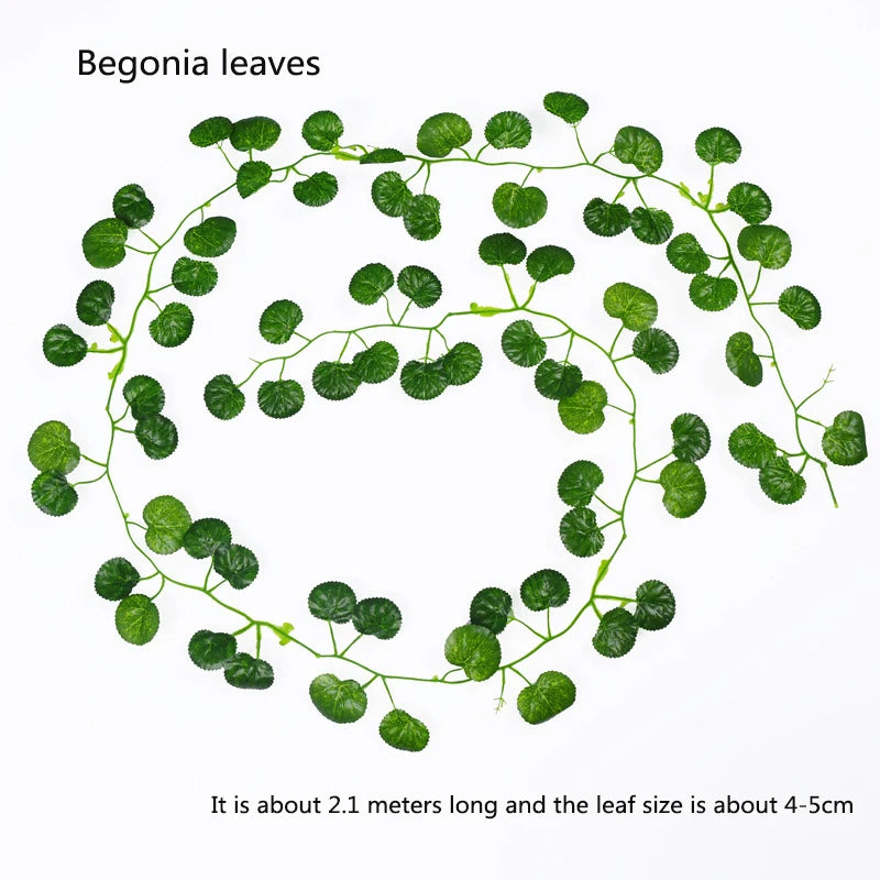 1Pc 2.1 M Artificial Plant Green Ivy Leaf Garland Silk Wall Hanging Vine Home Garden Decoration Wedding Party Fake Wreath Leaves