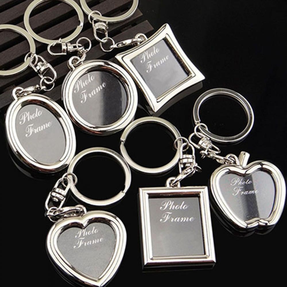 Creative Key Chain Mini Heart Square Round Oval Insert Photo Frame Rotary Keychain Keyring Women Gifts