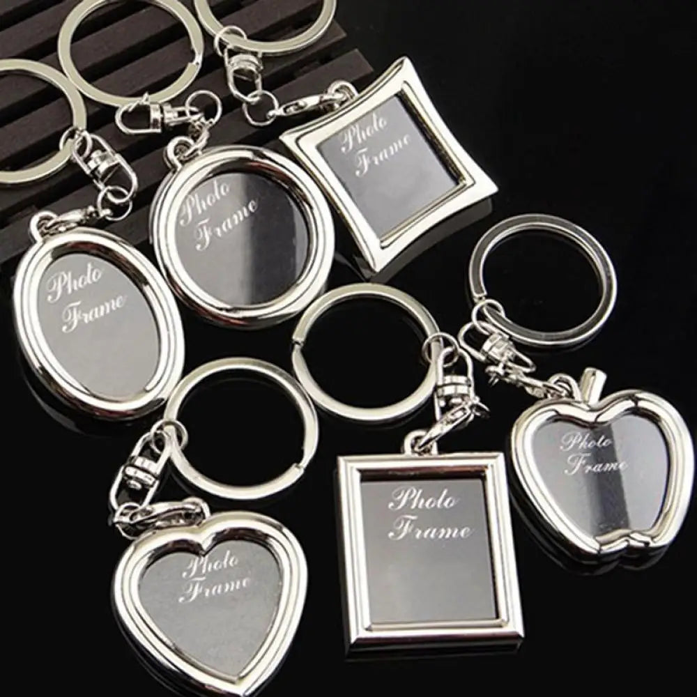 Creative Key Chain Mini Heart Square Round Oval Insert Photo Frame Rotary Keychain Keyring Women Gifts