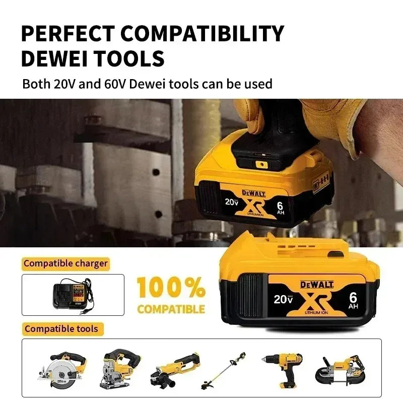 DeWALT Original Battery 20V 5.0Ah 6.0Ah MAX FlexVolt for DCB606 DCB205 DCB206 DCB209 DCB182 Power Tool with Charger