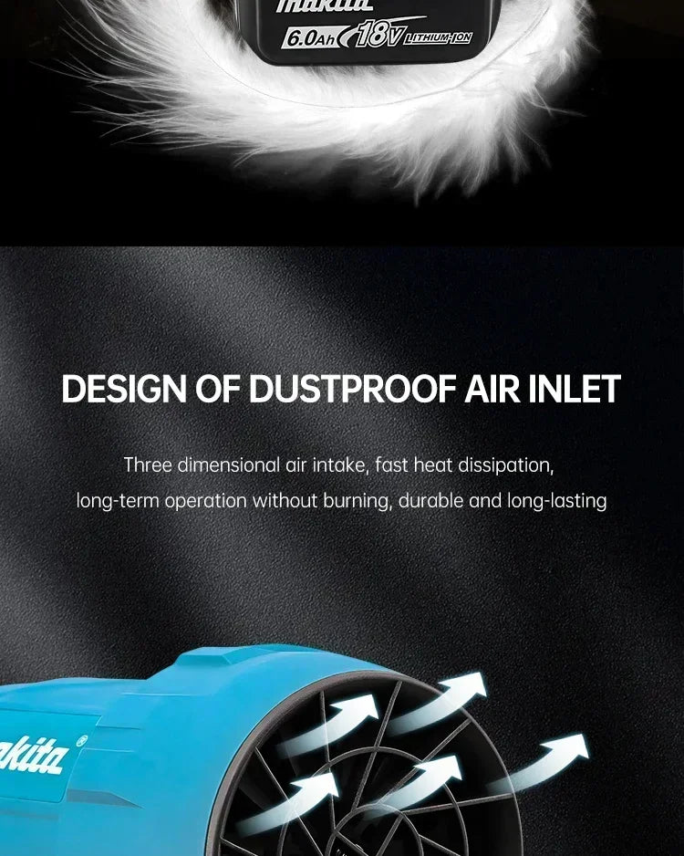 Makita Violent Blower Turbo Jet Fan 30000RPM  Electric Air Duster Wind Speed Turbo Rechargeable with Light Car Cleanin Tool