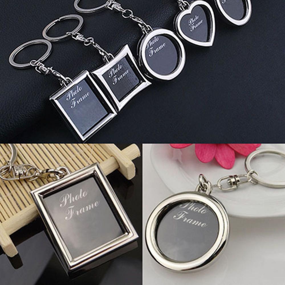 Creative Key Chain Mini Heart Square Round Oval Insert Photo Frame Rotary Keychain Keyring Women Gifts