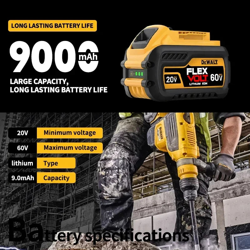 Original DEWALT Battery 20V/60V 6-9.0Ah Rechargeable Li-Ion Battery ,Dewalt Tool Battery, Charger Dewalt Battery+electric Drill