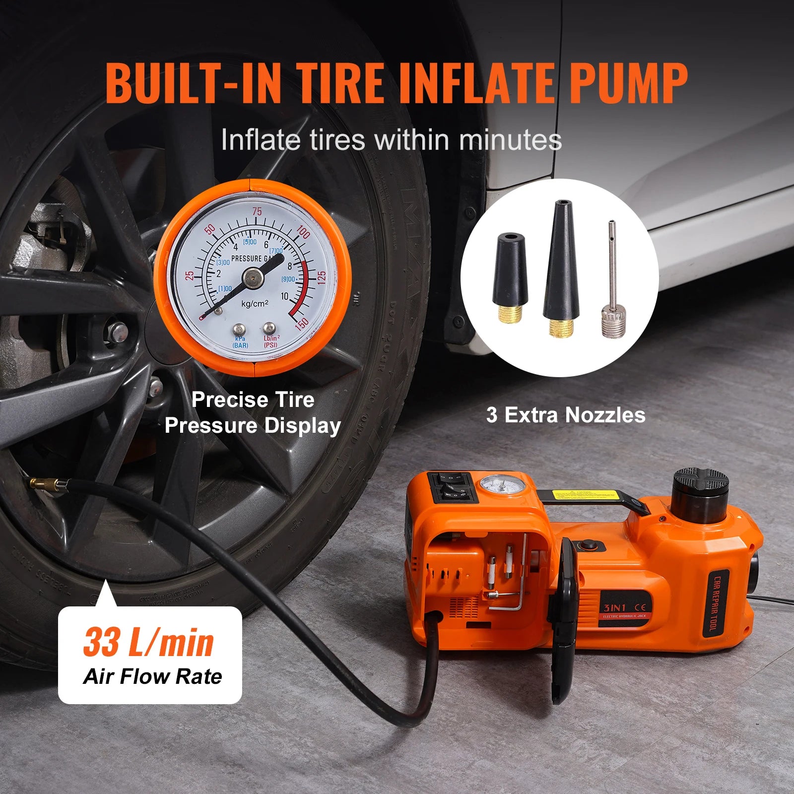 SucceBuy 5 Ton Electric Car Jack 11023 LBS Hydraulic Jack Lift Portable Car Jack for SUV Sedan Truck Change Tires Garage Repair