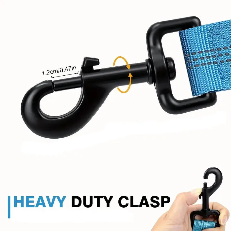 Heavy Duty Bungee Dog Leash, 5-Foot Shock Absorbing Polyester Lead with Dual Padded Handles, Adjustable Waist and Secure Buckle