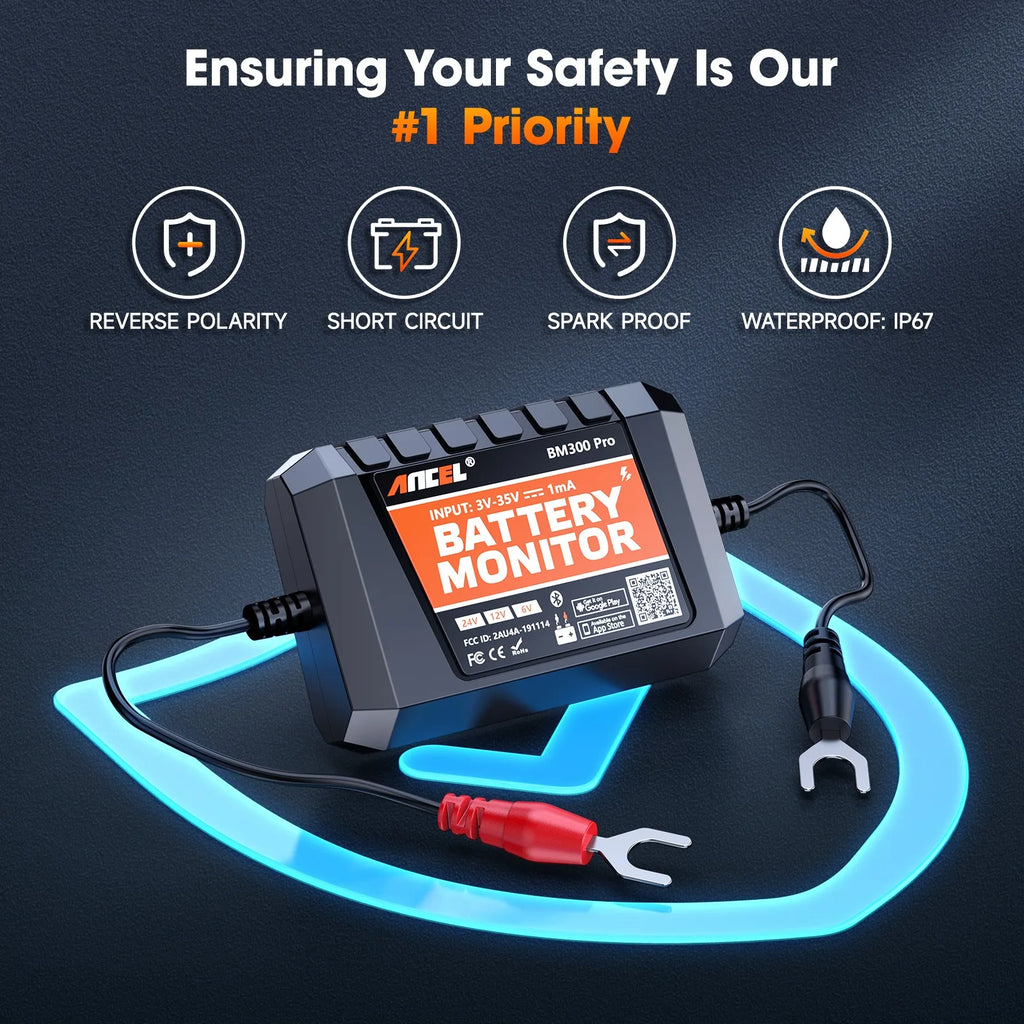 2025 ANCEL BM300 Pro Battery Monitor 24V Battery Tester 12V SOC Battery Health Analyzer Battery Tools