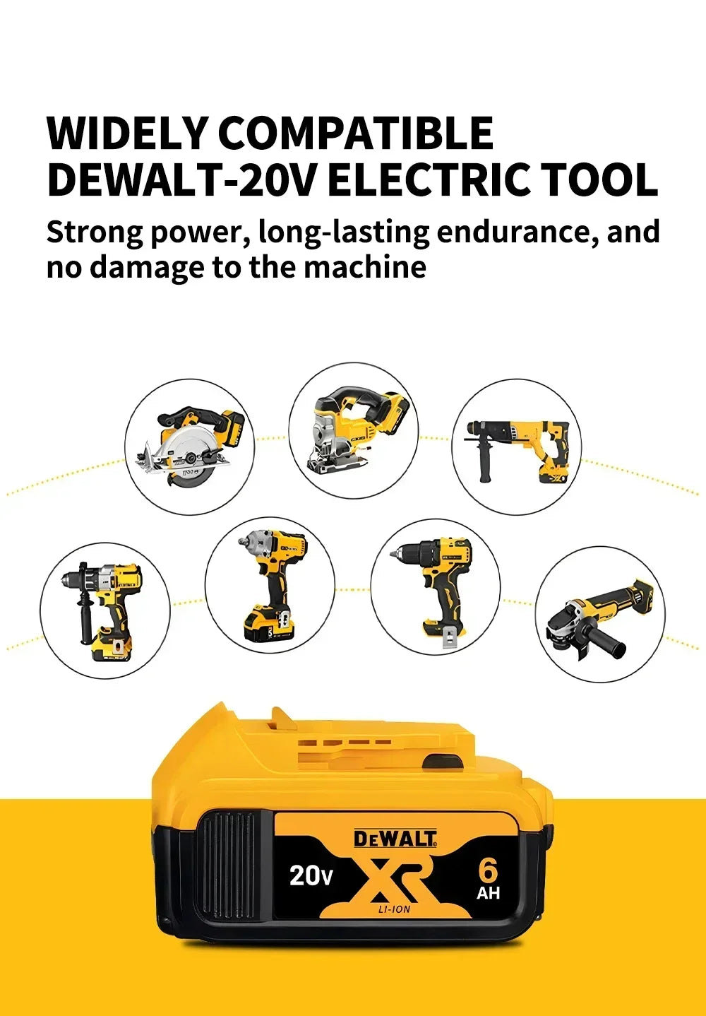 Original DEWALT Battery 20V/60V 6-9.0Ah Rechargeable Li-Ion Battery ,Dewalt Tool Battery, Charger Dewalt Battery+electric Drill