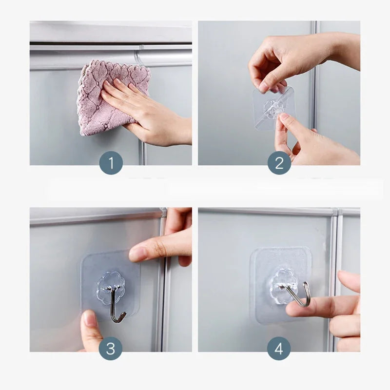 Transparent Wall Hooks Strong Self Adhesive Door Wall Hangers Hook Home Storage Hooks Suction Cup Heavy Load Hook Holder Racks