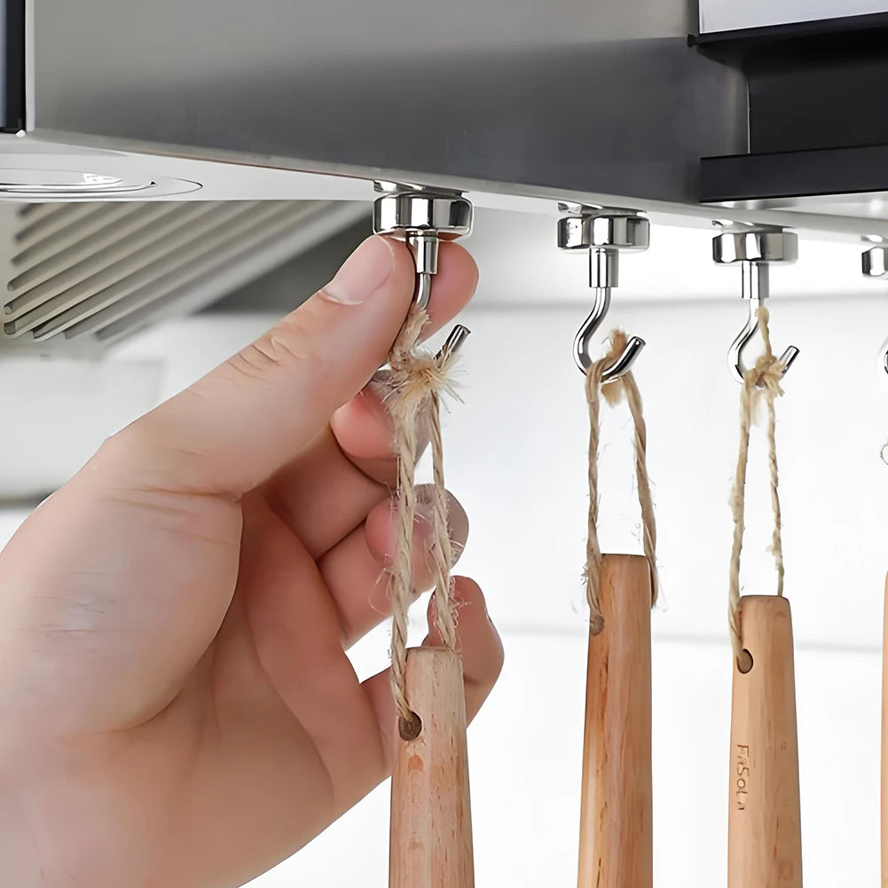 10Pcs Strong Magnetic Hooks Punch free Practical Load Bearing Hook Thick Wall Storage For Indoor Outdoor Home Kitchen 2/12/34kg