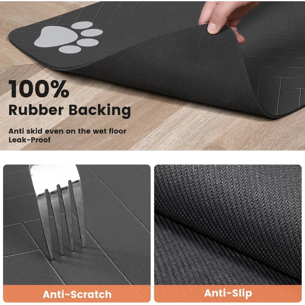 Pet Feeding Mat Absorbent Dog Cat Mat for Food and Water Easy to Clean Pet Placemats Quick Dry Dog Mat for Messy Drinkers