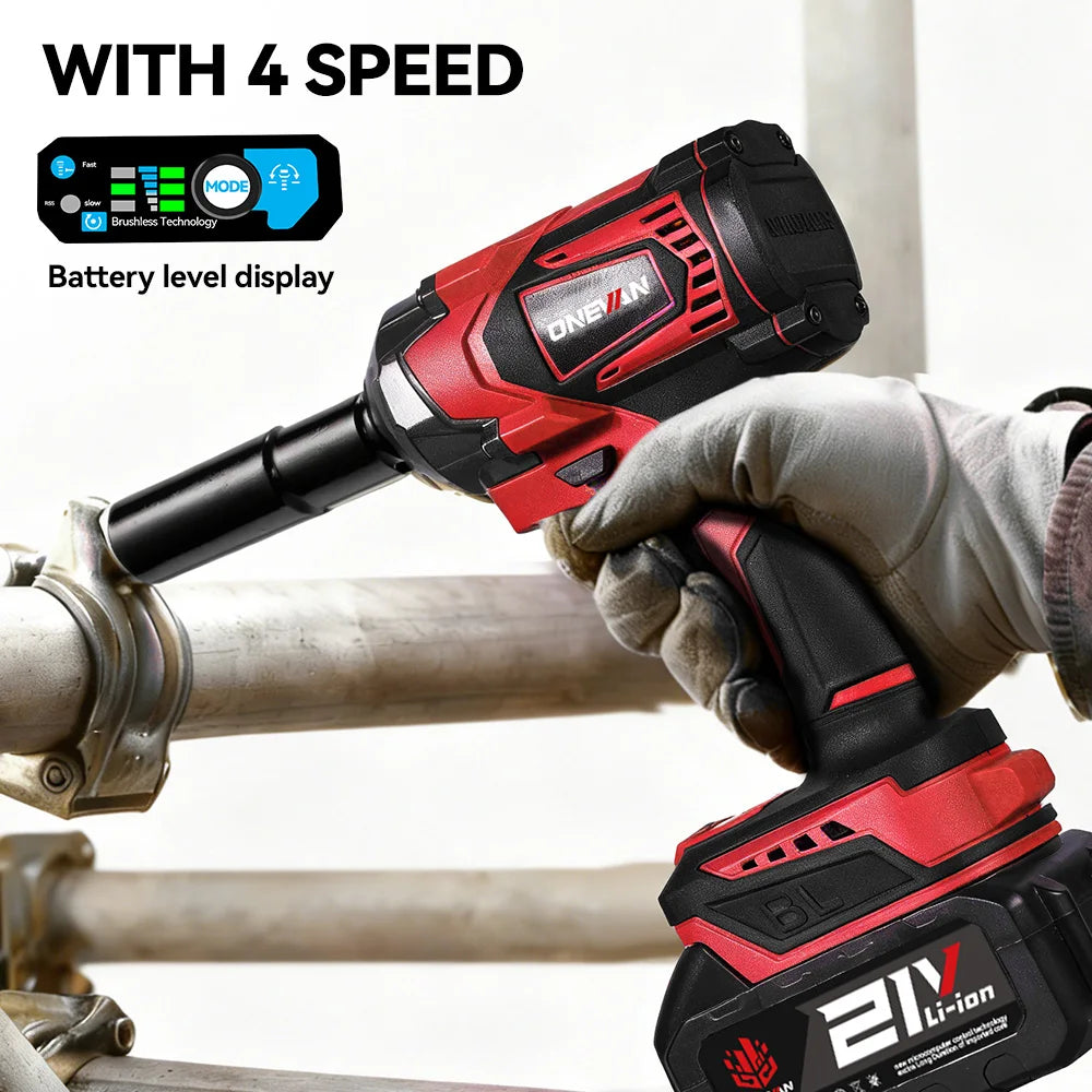 ONEVAN 1200N.M Brushless Electric Impact Wrench DTW500 4Gear Rechargeable Electric Screwdriver Power Tool For Makita Battery Pin