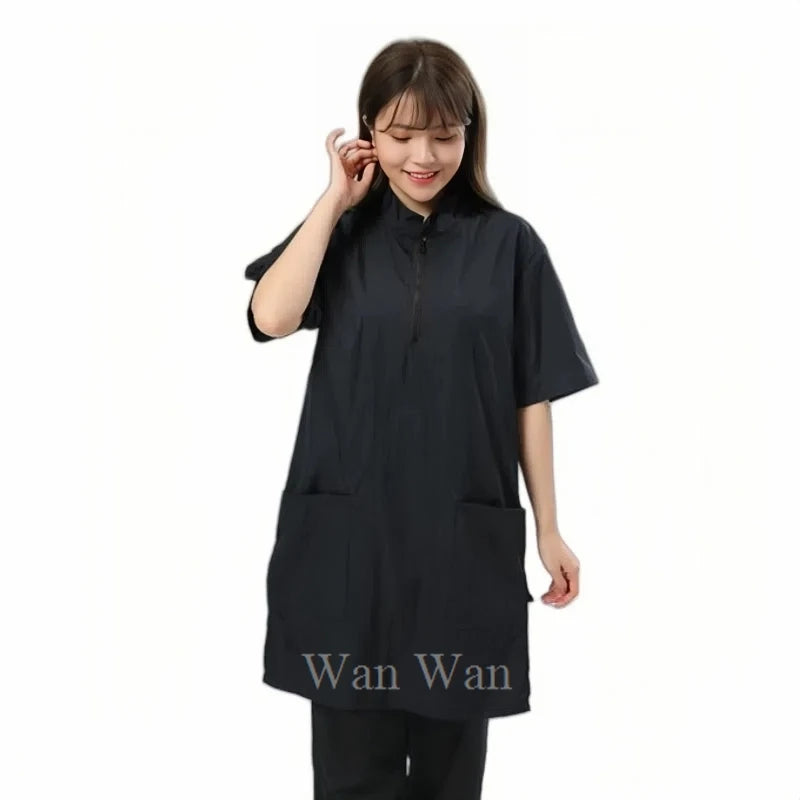 Pet Dog Grooming Clothing Waterproof Work Clothes Pet Groomer Uniforms Long Style Hair Salon Anti Hair Smock Hairdresser Gown