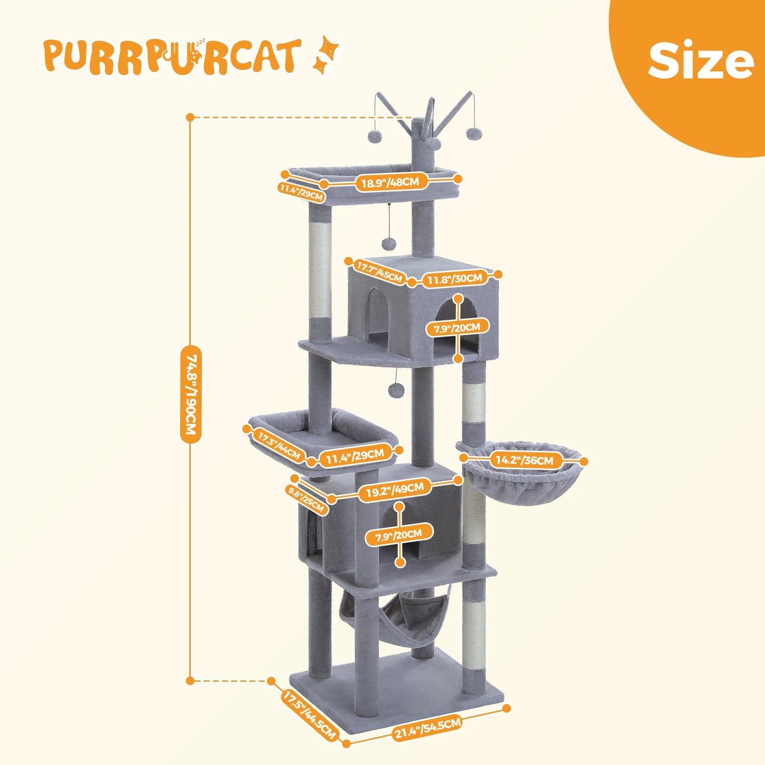 Multi-Level Cat Tree for Indoor Large Cat Tower with Scratching Posts Spacious Cat Condo Soft Top Perch Cat Furniture Cat Toys