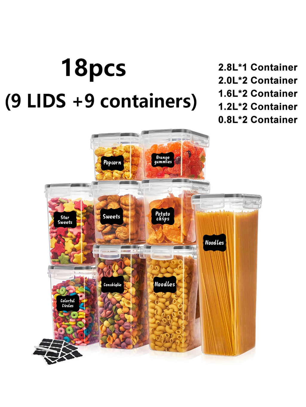 18pcs,Sealed milk jar Sugar jar storage containers with labels and labels - perfect for milk and sugar - keep food fresh