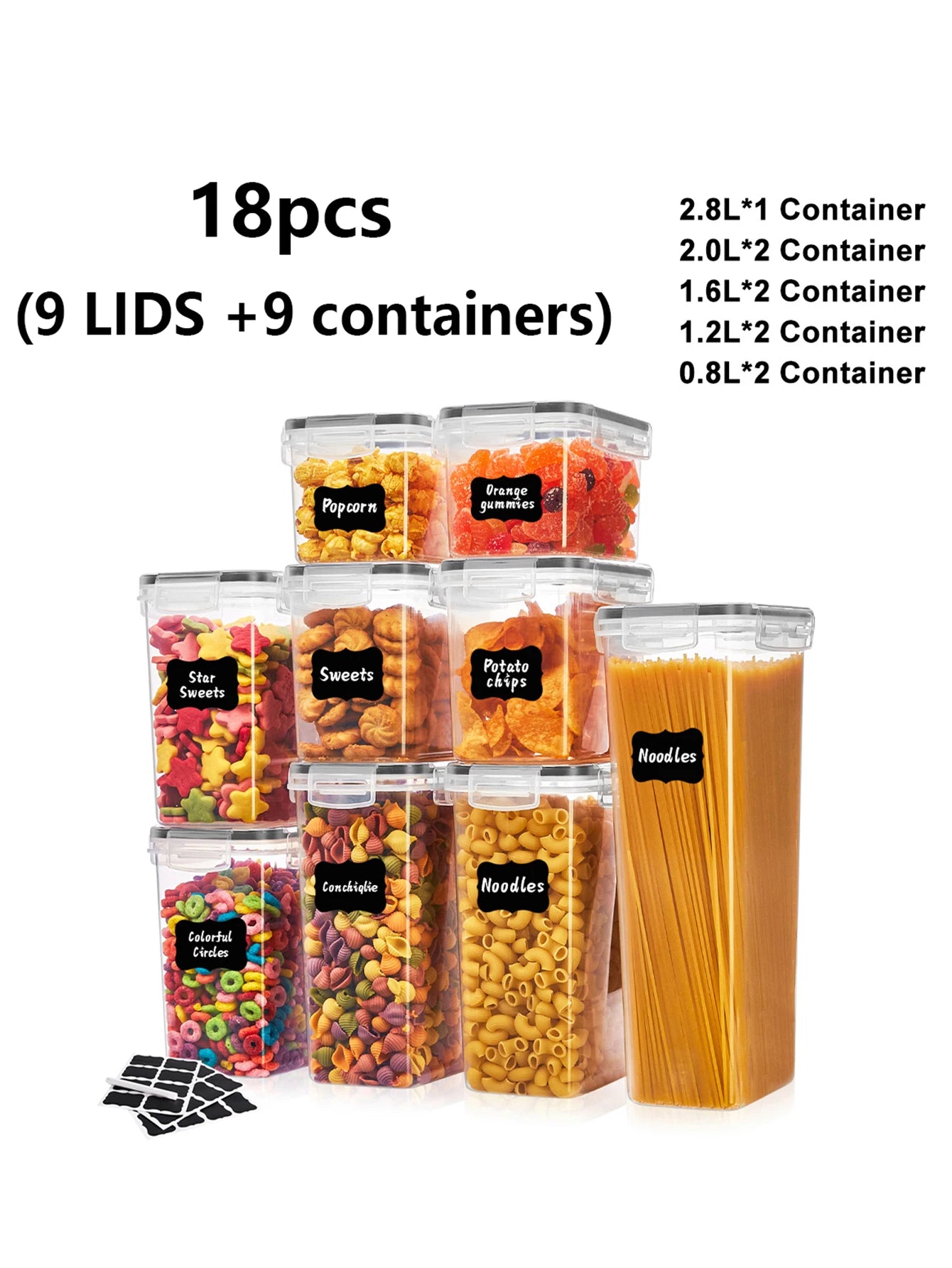 18pcs,Sealed milk jar Sugar jar storage containers with labels and labels - perfect for milk and sugar - keep food fresh