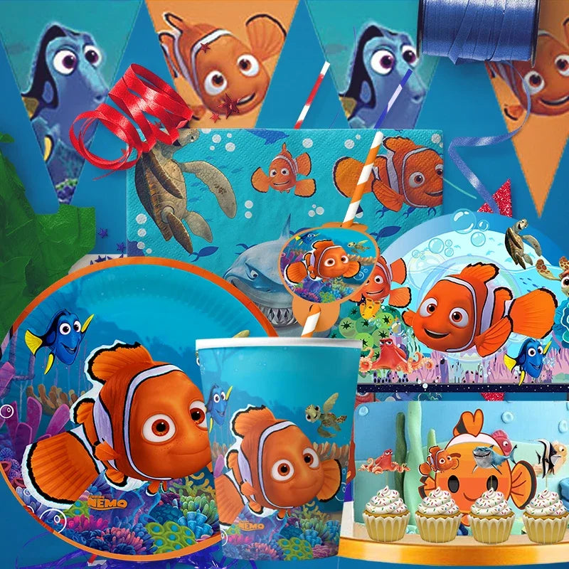Finding Nemo Birthday Decoration Angle Disposable Tableware Cup Plate Tablecloth Baby Shower Kids GirlsBoy Party Supplies