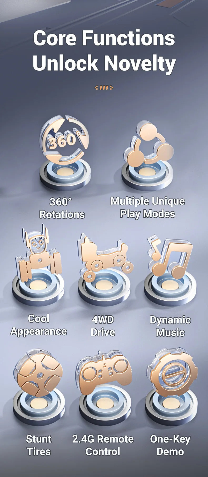 Jjrc Q193 Rc Stunt Car 8-Wheel Mechanical Robot Dog Lights for Kids Remote Gesture Sensing Dual Control Electronic Pet Toy Car