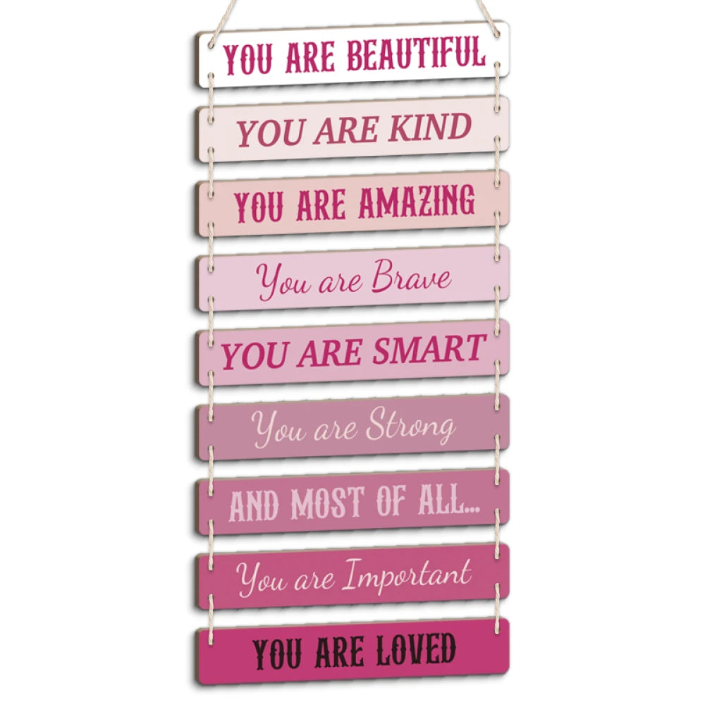 Putuo Decor 1pc Wooden Hanging Sign, You Are Beautiful You Are Kind, Wall Art Decoration for Home Cafe Coffer Shop Office, Gift