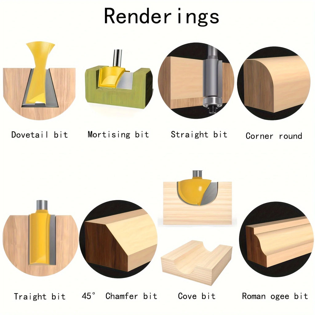 35 Pieces/Set Carbide Tipped Router Bits, 1/4 Inch Shanks, Woodworking Router, Premium Woodworking Router Bit Set, Carbide Tippe
