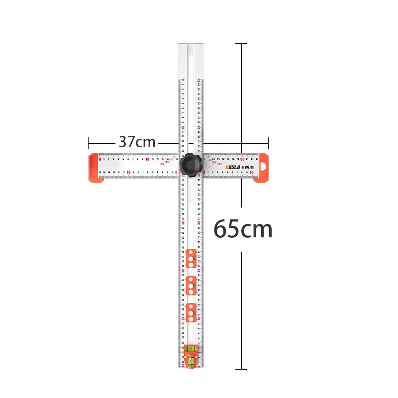 Woodworking 2-in-1 Punching Positioning Ruler T-Shaped Ruler Multifunctional Angle Ruler,Aluminum Alloy Marking Measuring Tool
