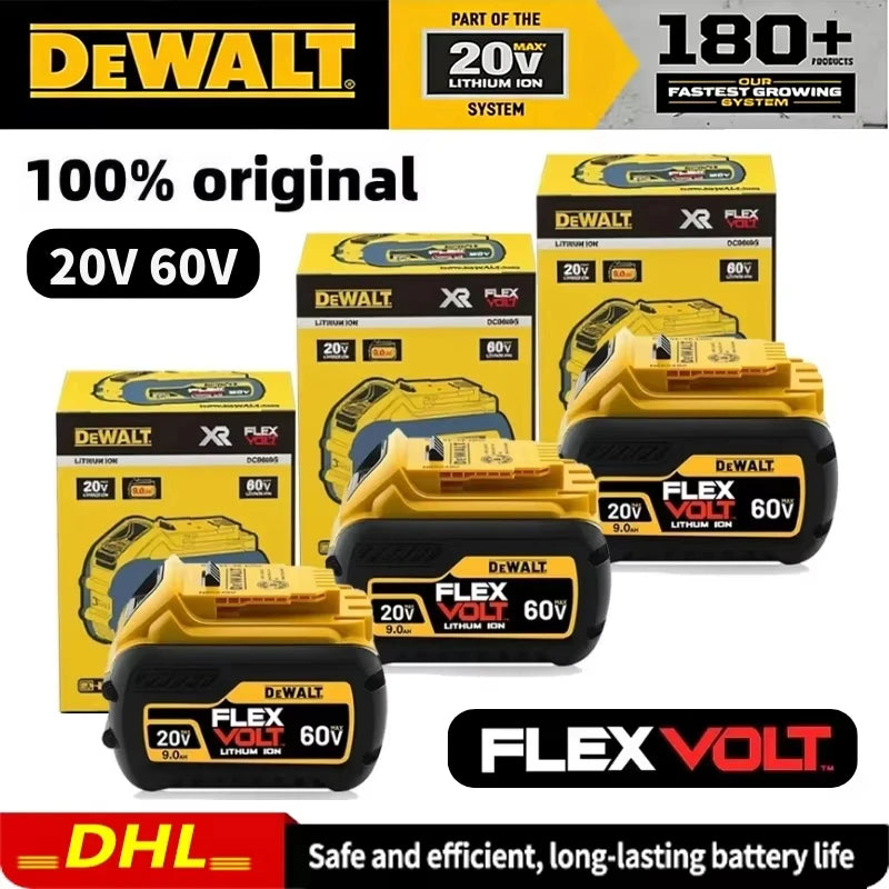 🦞DeWALT 100% Original Battery 20V/60V9Ah MAX FlexVolt for DCB205 DCB206 DCB209 DCB182 Power Tool with Charger🚀